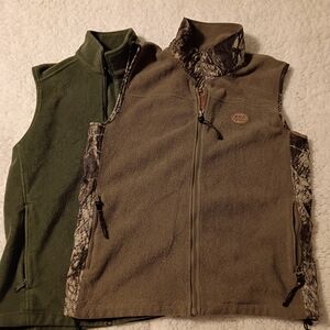 Two Vests - Brown With Camouflage Trim & Olive